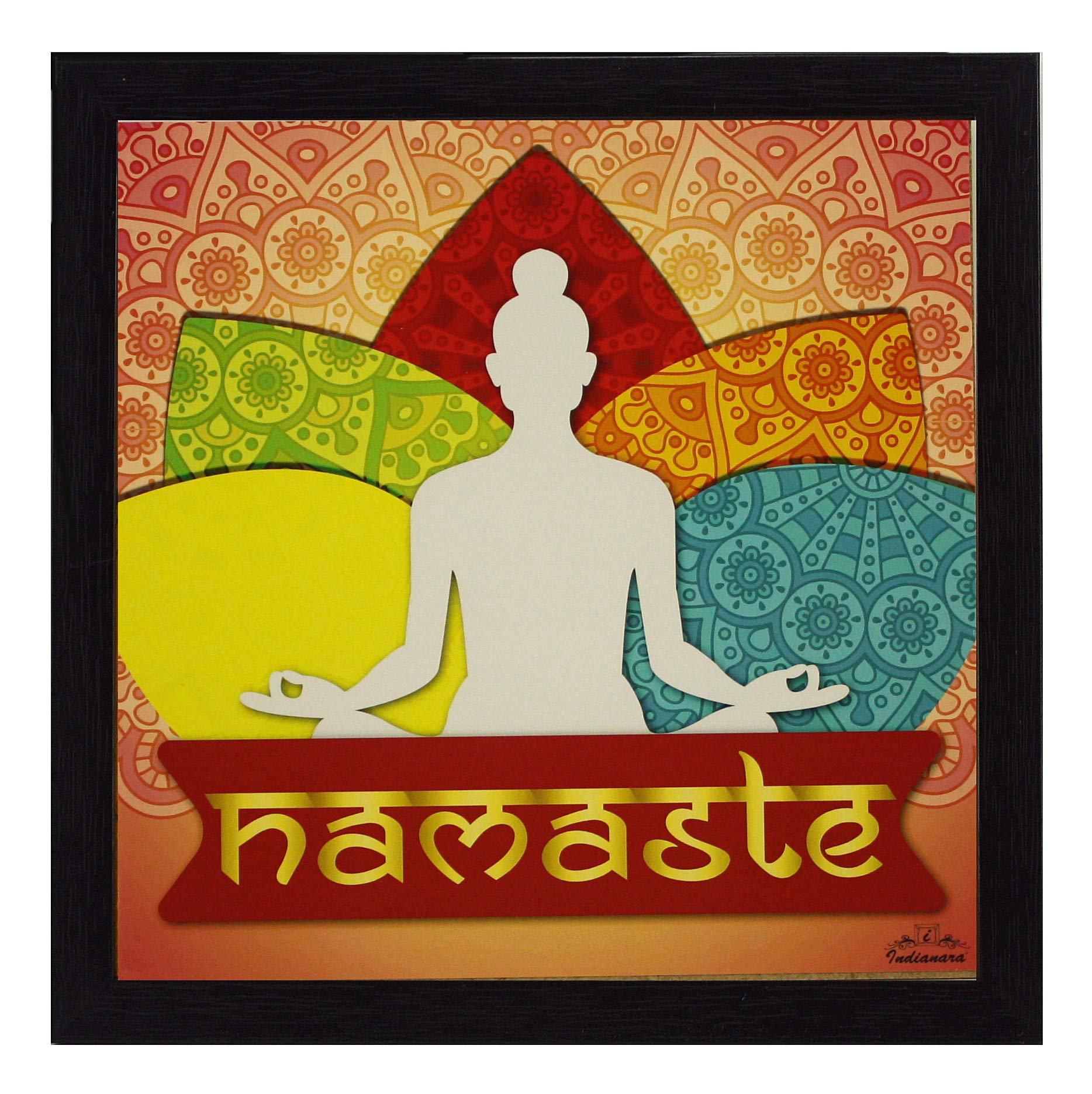 Indianara 3 Piece Set of Framed Wall Hanging Welcome Home Decor Art (1519) Prints 8.7 inch X 8.7 inch Without Glass (9.5 inch x